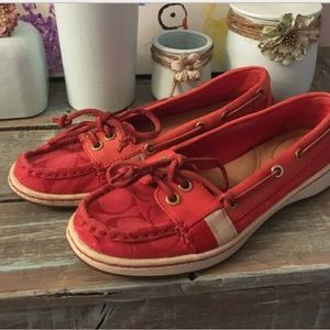 COACH Women's Shoe Size 6.5 Red "Rainey" Boat Shoe